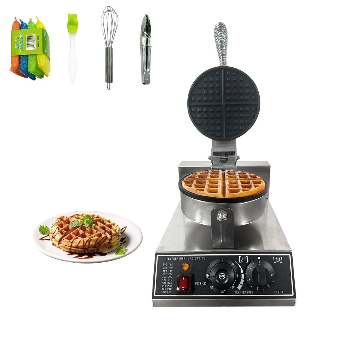 Gaufrier à Tête Unique, Machine Commerciale de Gaufrage 2024,110 V, Gaufrier Antiadhésif pour la Maison et le Restaurant, Couvercle