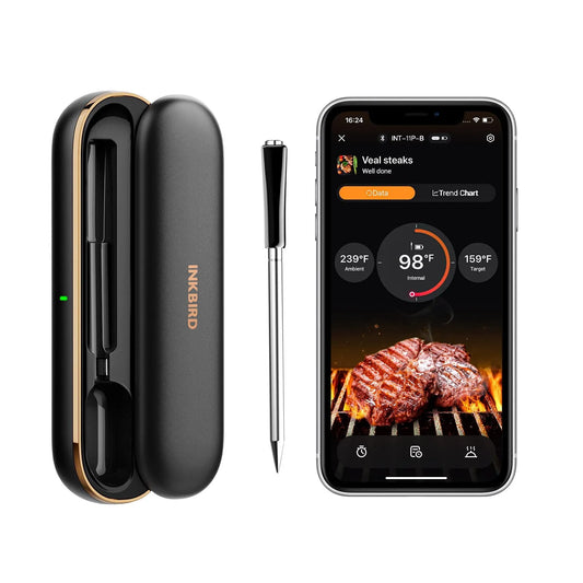 Barbecue, Sonde à Viande sans fil Étanche IP67, Thermomètre à Viande Intelligent Bluetooth, Thermomètre à Viande sans fil