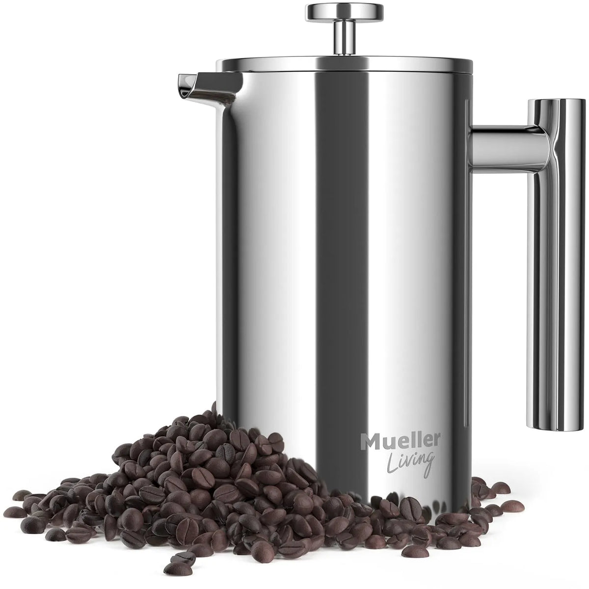 Machine à café, 4 Filtres Résistant à la Chaleur à Double Isolation, MuellerLiving à Pression Française 20 Oz, Compatible Café, Antirouille