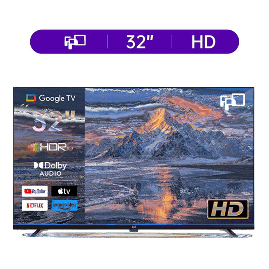 Téléviseur intelligent, Bluetooth, 32 Pouces, Téléviseur à Écran Plat LED HD 720p avec, HDR10, Dolby Audio, Google Cast