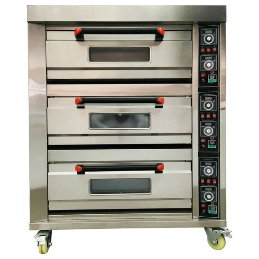 Four électrique, Four, Contrôle Indépendant 220 V 3 Ph 19,8 kW, Électrique Commercial Triple pour Pizza, Toast, Cuisson au Four