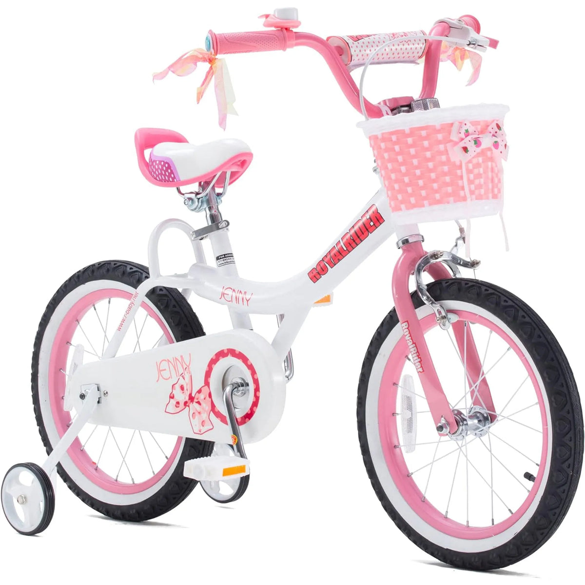 Vélo RoyalBaby, Petites Roues Stabilisatrices et Béquille, Princesse pour Fille 16 pouces, Jenny/blanc Rose
