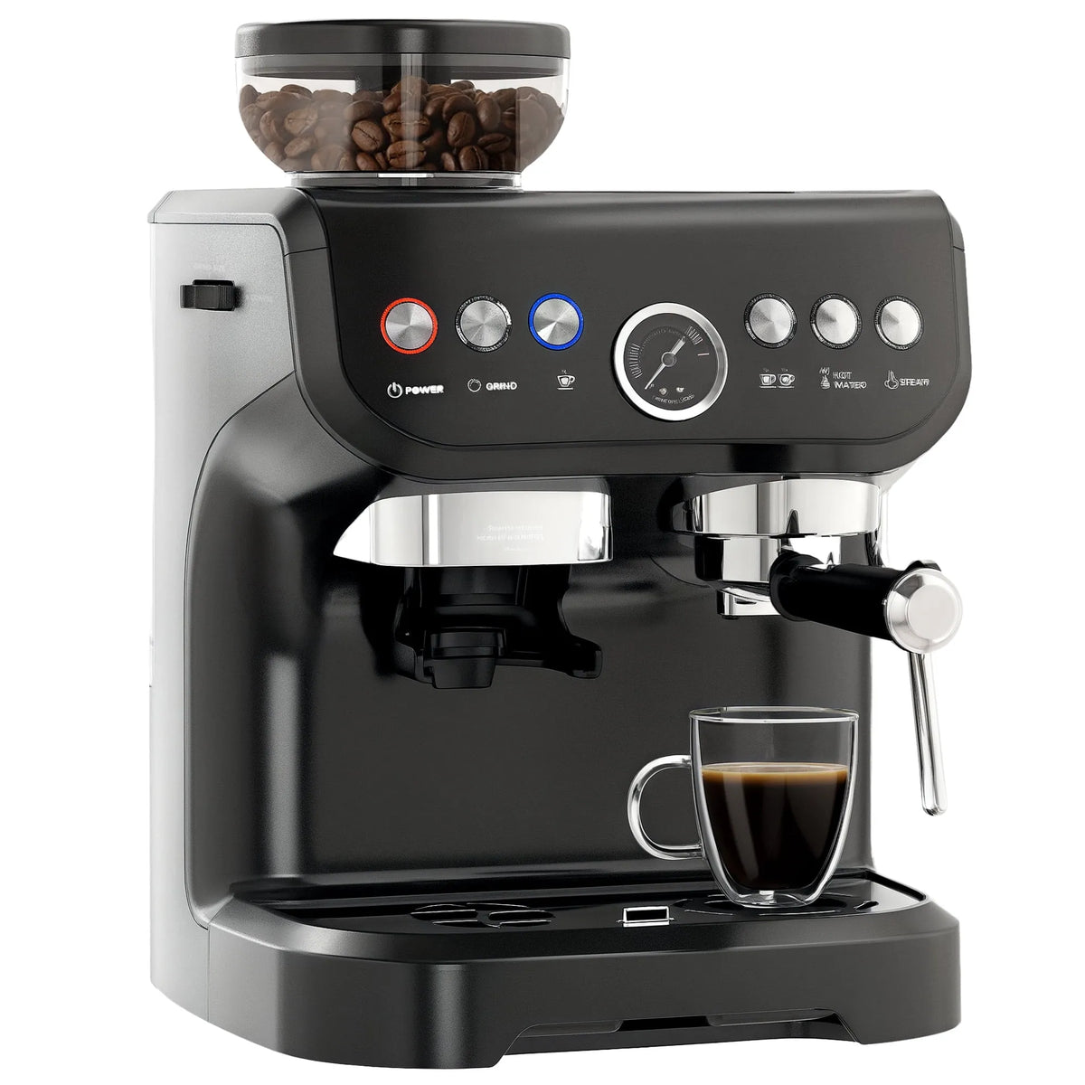Machine à espresso, Mousseur à Lait, Cafetière Espresso 15 Bars, Noir