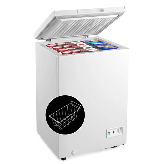 Congélateur, 7 Réglages de Température, Coffre de 3,5 pi3, Panier Coulissant Amovible Inclus, Congélateur Coffre Compact Profond