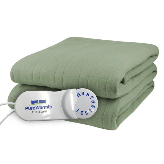 Couverture Jetée Chauffante Électrique en Tricot Polaire Confortable Vert Sauge