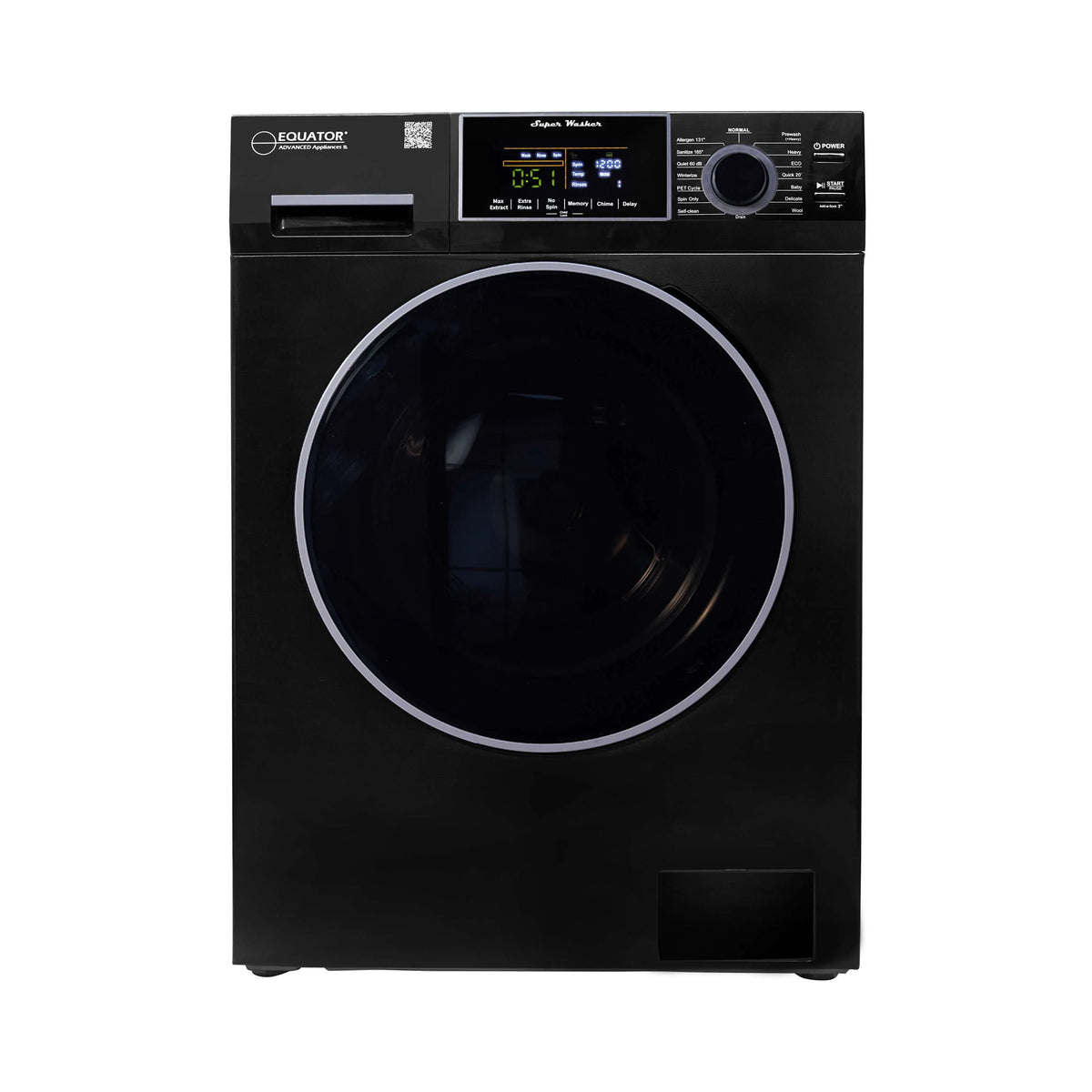 Lave-linge, Equator Compacte 1,6 pi3/15 Lb CYCLE Assainissant Allergènes Animaux 15 Programmes 110 V