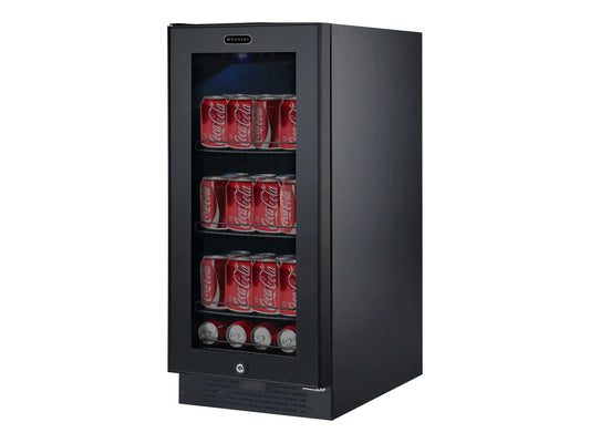 Réfrigérateur, 3,4 Pi3, BBR-801BG, 4 pi3, Capacité de 80 Canettes, à Boissons Encastré en Verre Noir, Argent