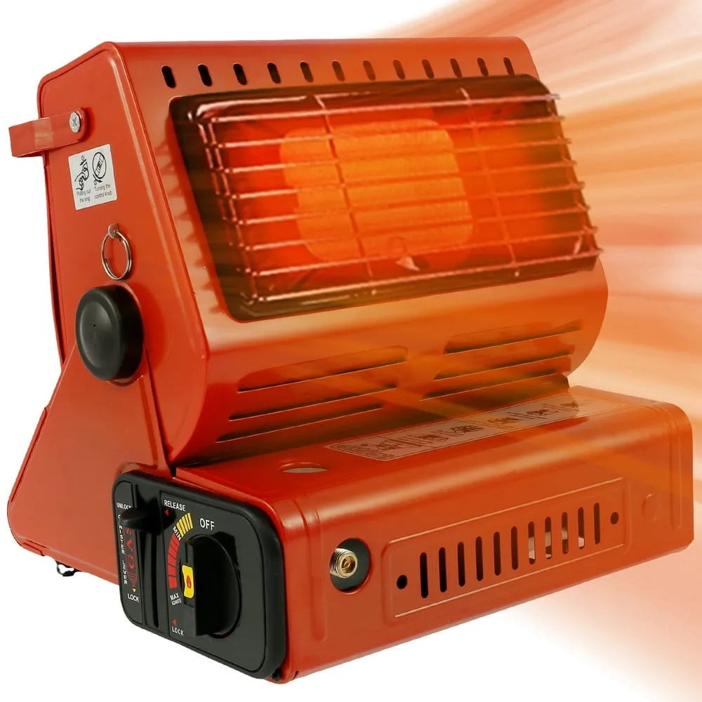 Poignée 1,3 kW à Double, Chauffage au Gaz en Céramique Résistant à la Chaleur, Chauffage au Gaz Portable Rotatif au Butane, Chauffage de Camping