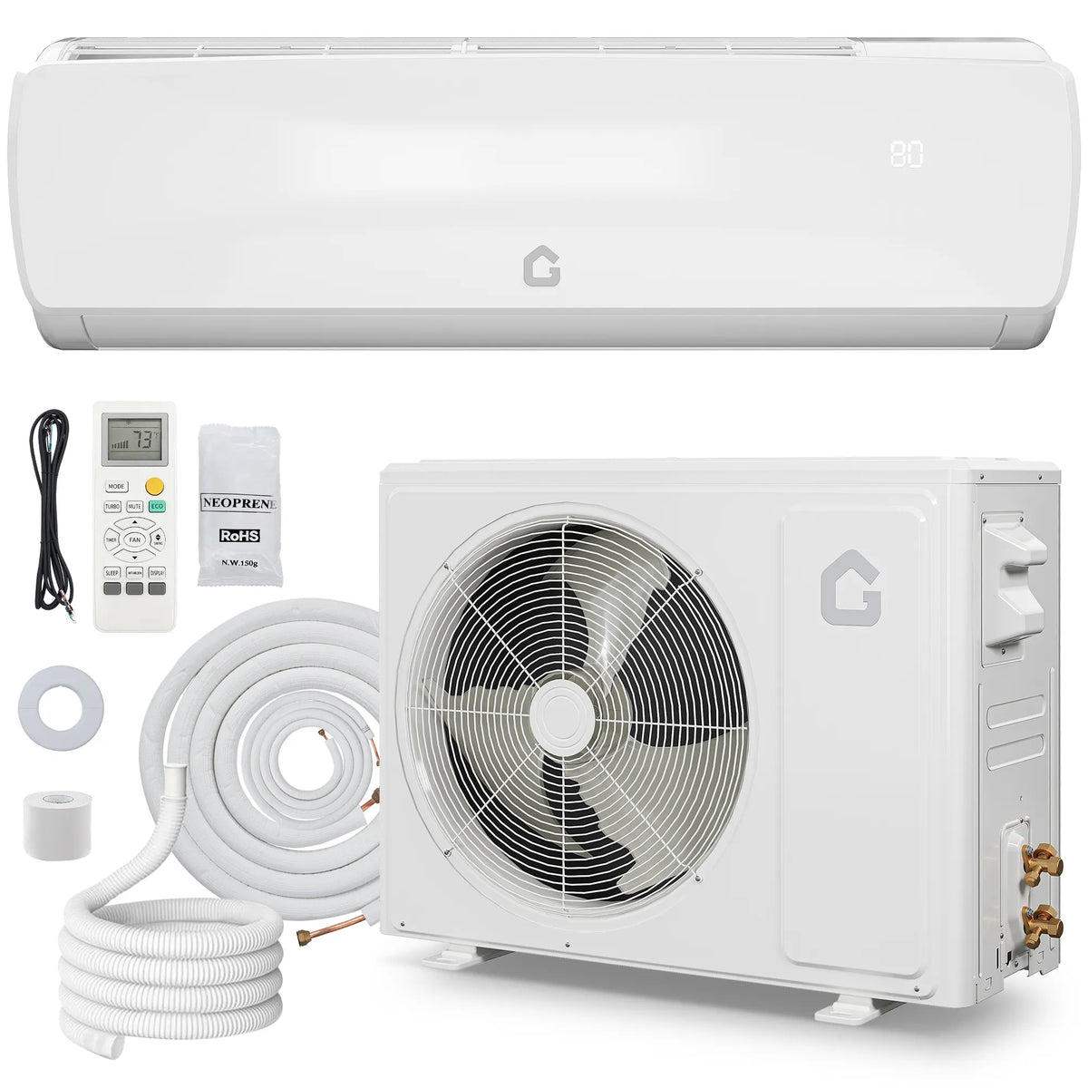 Climatiseur mini-split SEER2, Thermopompe Mini-Split 9000 BTU, 19 115 V à Onduleur Sans Conduits Écoénergétique Refroidit jusqu'à 450 Pi2