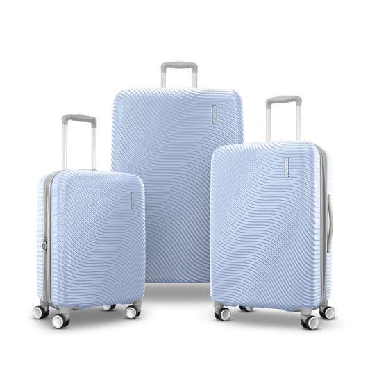 Bleu, Set de 3 valises Colour Waves 4 roues