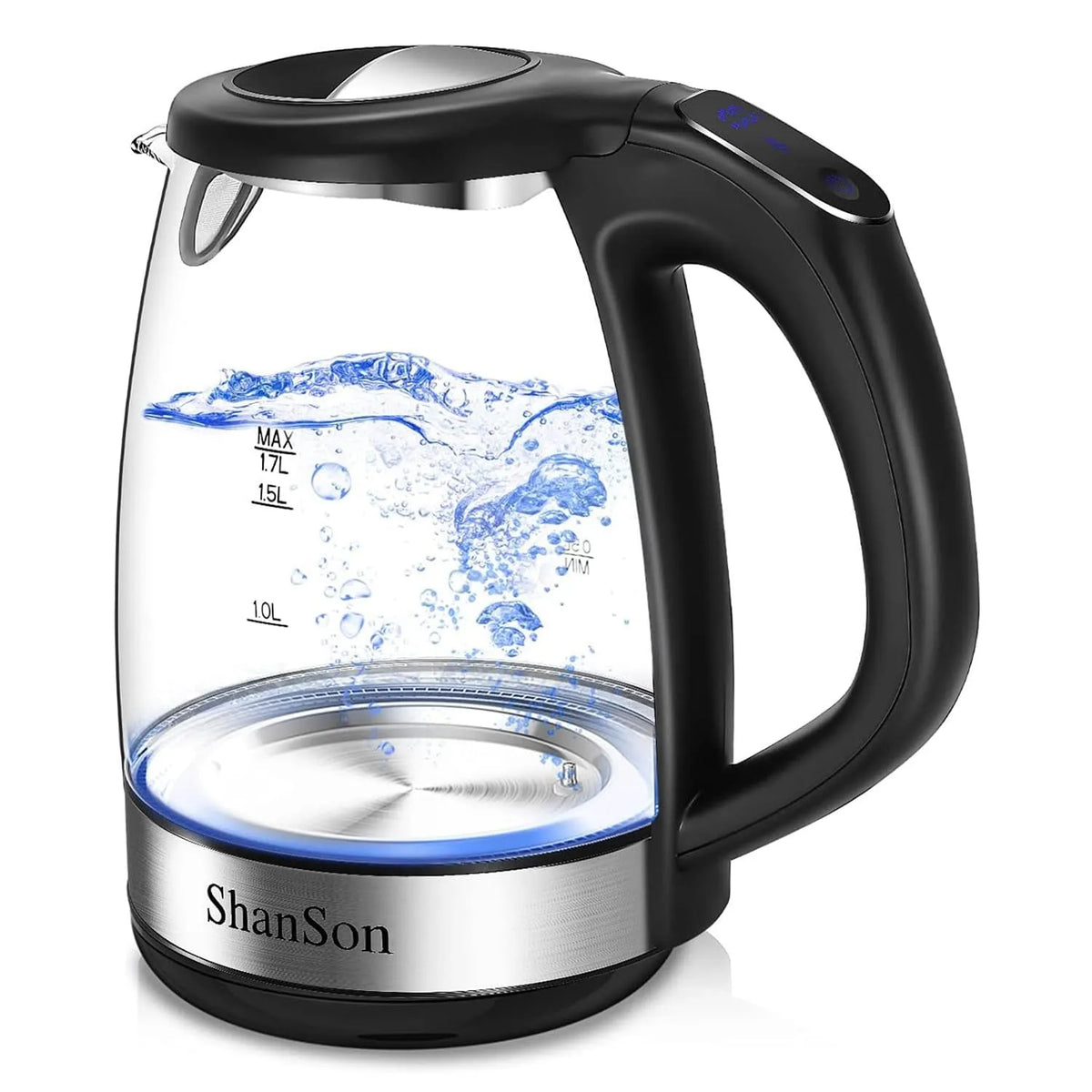 Bouilloire électrique, en Verre 1,7 L 1500 W Contrôle de la Température Chauffe-Eau Rapide Sans BPA Arrêt Automatique Protection Théière Électrique