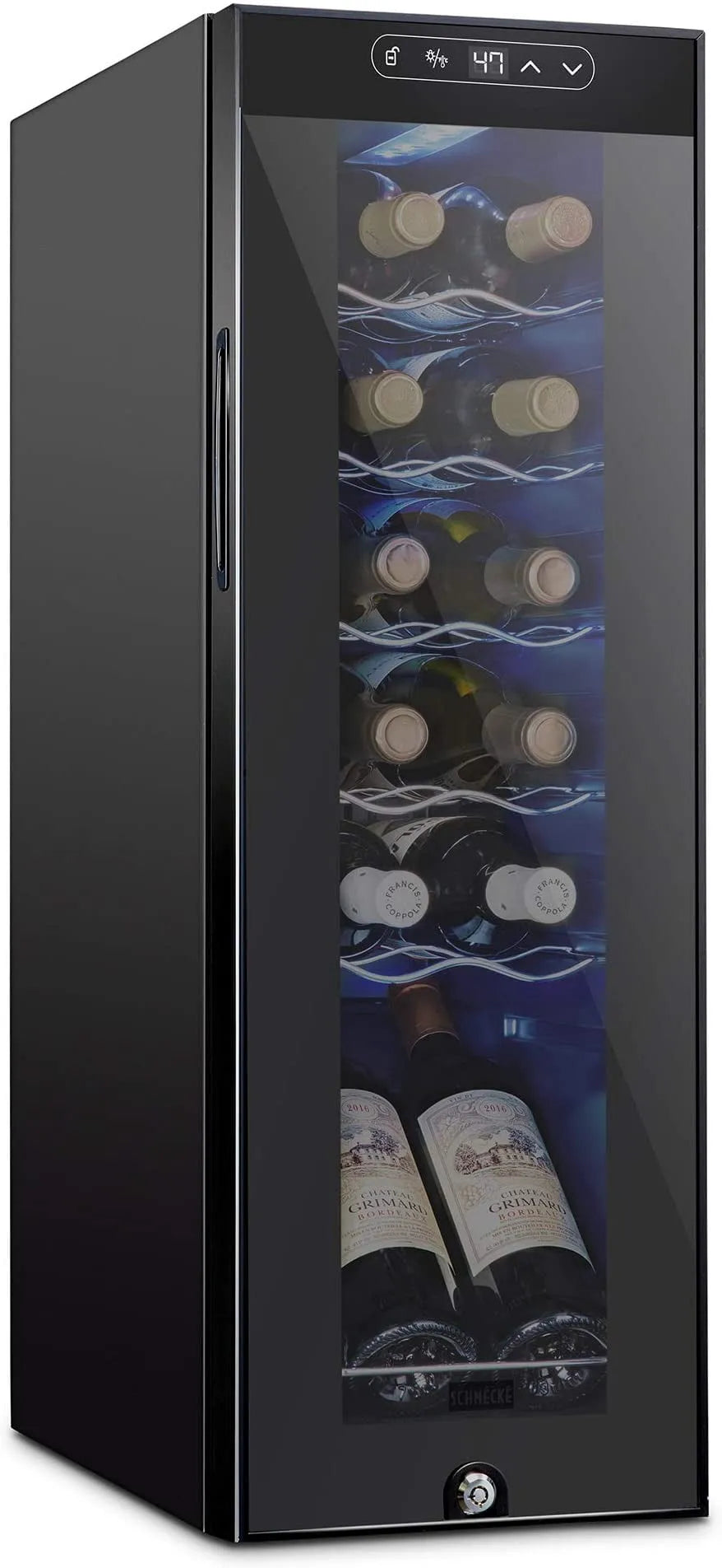 Réfrigérateur, Schmecke Refroidisseur de Vin à 12 Bouteilles, Compresseur, Noir