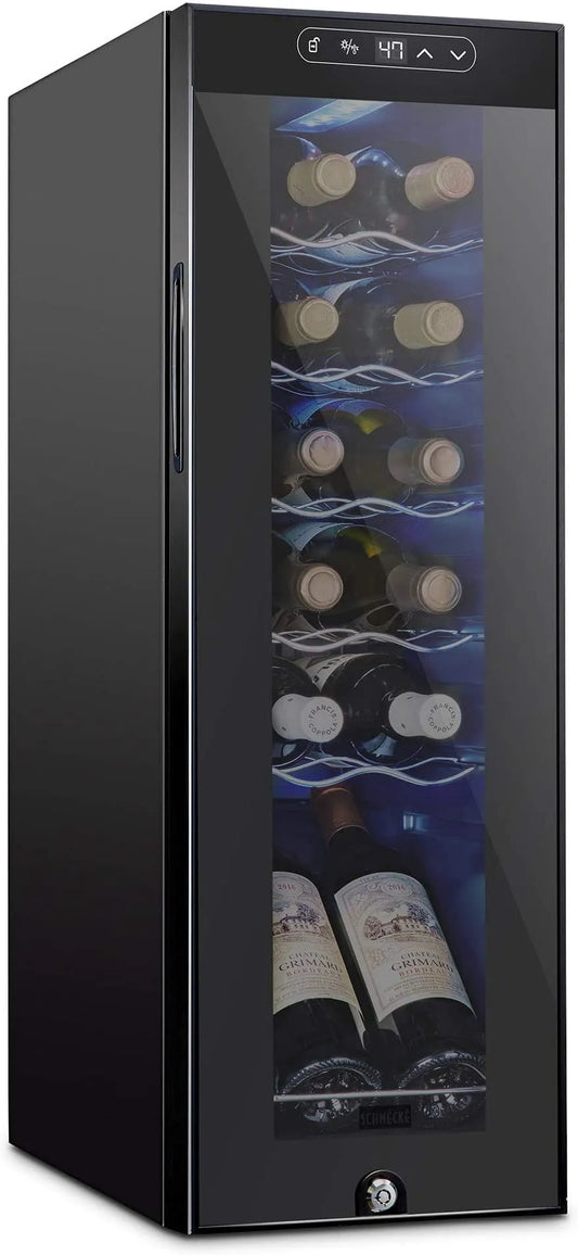 Réfrigérateur, Schmecke Refroidisseur de Vin à 12 Bouteilles, Compresseur, Noir