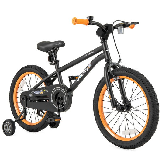 Vélo enfant, Selle Ajustable et Guidon Antidérapant Noir, 18 pouces pour 4 à 8 Ans