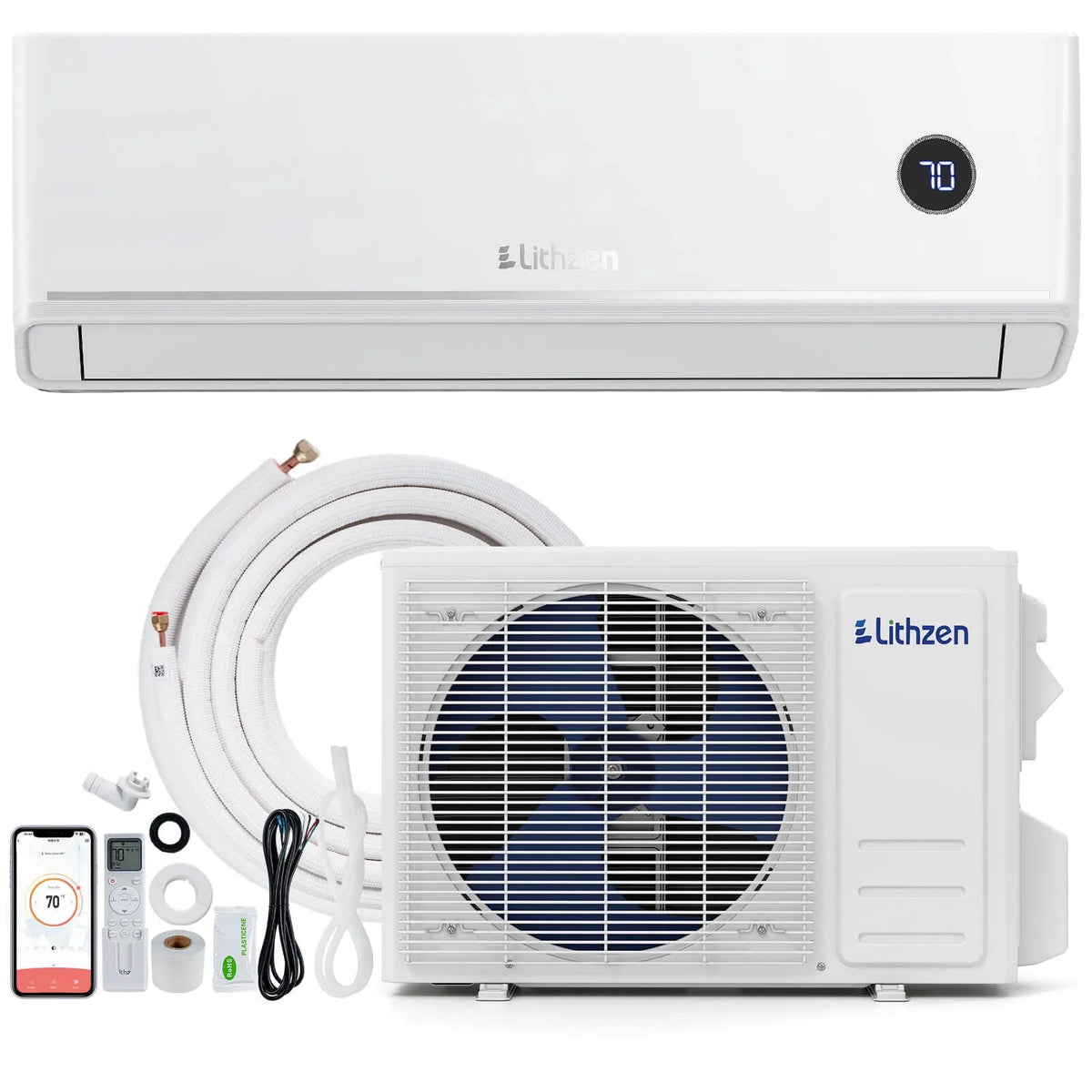 Climatiseur mural, 18,2 SEER2, SEER2, Lithzen et Chauffage Mini-Split 18000 BTU, 208/230 V 18, Wi-Fi, 18000 BTU, 208/230 V 18,2 SEER2 avec Wi-Fi