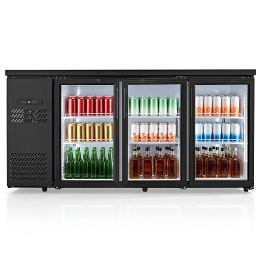 Ventilateur, 3 Portes en Verre, à Boissons de 19,6 pi3 Hauteur Comptoir, Refroidissant pour Bière et Vin pour Pub, Marchand, Magasin, Éclairage DEL