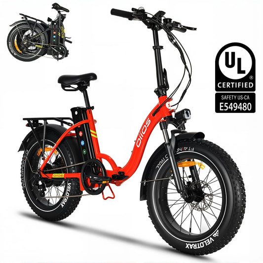 Vélo électrique, Pliant à Gros Pneus pour Adultes 48V 20Ah 750W Certifié UL - Cadre Bas - Autonomie de 125 km - Rouge