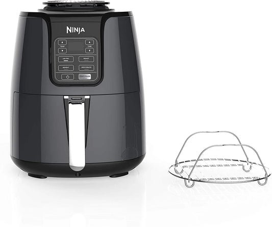 Friteuse à air Ninja AF101, Panier de 4 Pintes Revêtu de Céramique Noir/gris, chaud 1550 Watts Base Programmable pour Friture à Air, Rôtissage