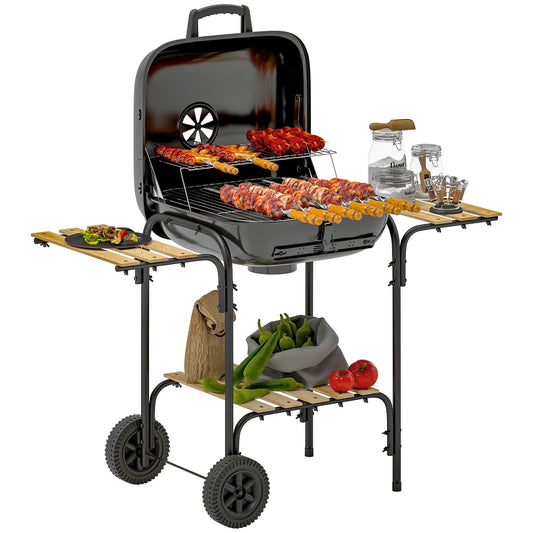 Barbecue, gril extérieur, Charbon, Barbecue Portatif avec 3 Tablettes