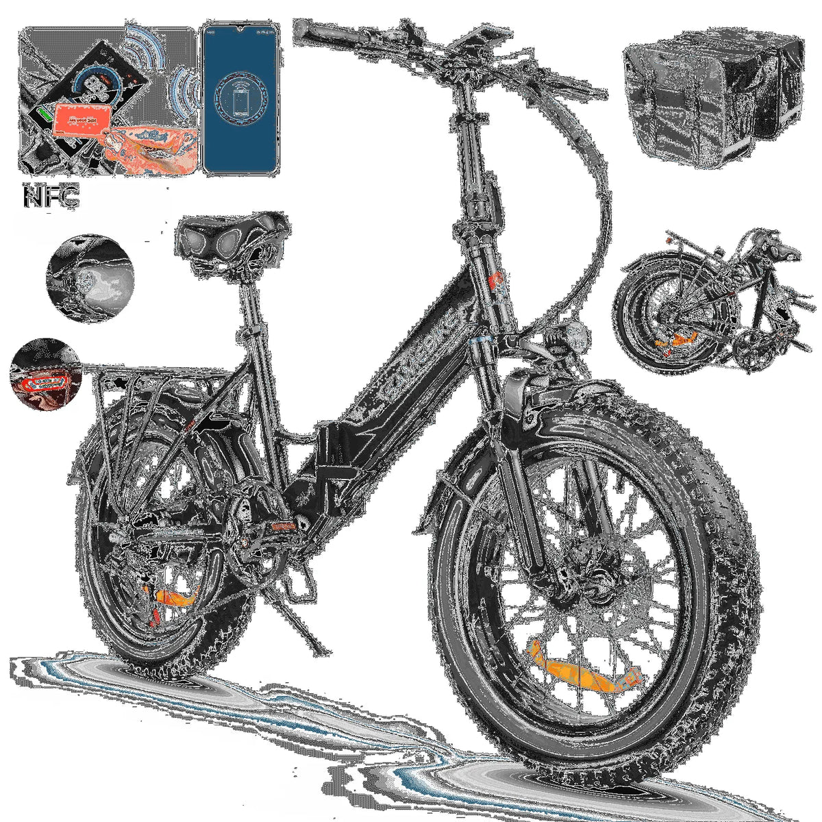 Vélo électrique SAMEBIKE, 20 Pouces, Pliable pour Adultes, Pointe 1000W avec Batterie 48V 13.5Ah, Autonomie de 65 Miles, Porte-Bagages Arrière Robuste