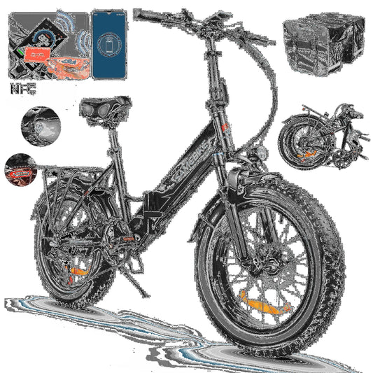 Vélo électrique SAMEBIKE, 20 Pouces, Pliable pour Adultes, Pointe 1000W avec Batterie 48V 13.5Ah, Autonomie de 65 Miles, Porte-Bagages Arrière Robuste