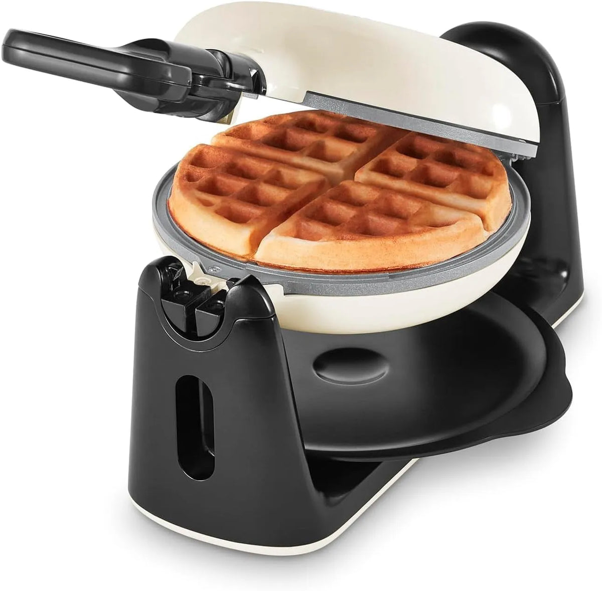 Dash Revêtement en Céramique pour Gaufres Individuelles de 1 pouces d'Épaisseur, Crème, Gaufrier Belge à Rabat
