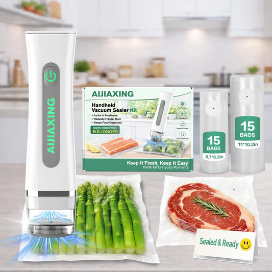 Scelleuse sous vide, 30 Sacs Réutilisables, Compacte pour Aliments, la Cuisine et les Voyages, Garde