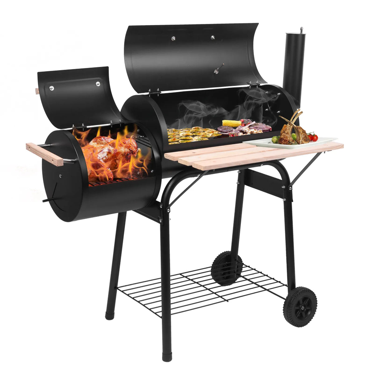 Barbecue, Grill extérieur Barbecue à Charbon Fumoir Déporté pour Patio Jardin