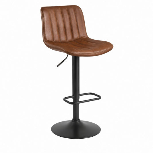 Tabouret de bar réglable marron en PU avec assise arrondie 47 x 49 x 93-114 cm