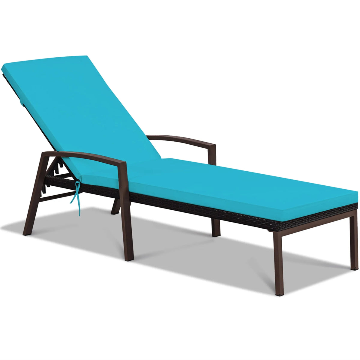 Chaise longue, bain de soleil, en Rotin Réglable - Ensemble de 1, Turquoise