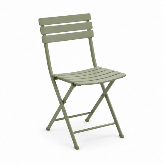 Chaise de jardin pliante vert kaki en acier 42 x 46 x 82 cm