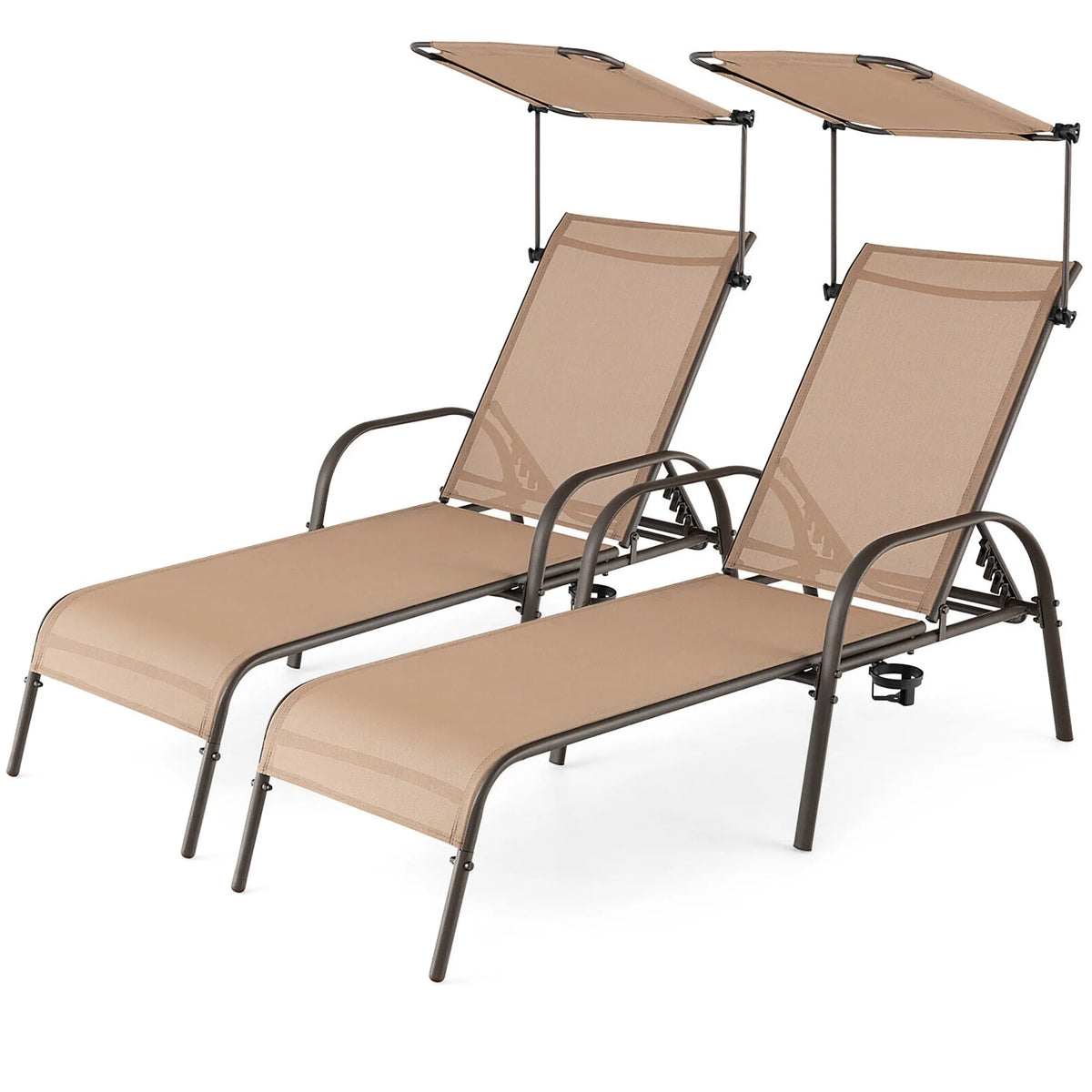 Chaise, Auvent, Ensemble de 2 s Longues Robustes à 5 Niveaux Réglables pour Patio