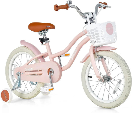 Vélo enfant, 16 et 18 Pouces, Stabilisateurs Amovibles, Panier, Selle et Guidon Réglables, pour les Filles et les Garçons de 3 à 8 Ans