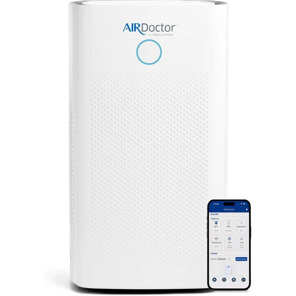 Purificateur d'air AirDoctor, Filtres UltraHEPA et CO2 VOC, AD5500i Intelligent 4-en-1, Blanc