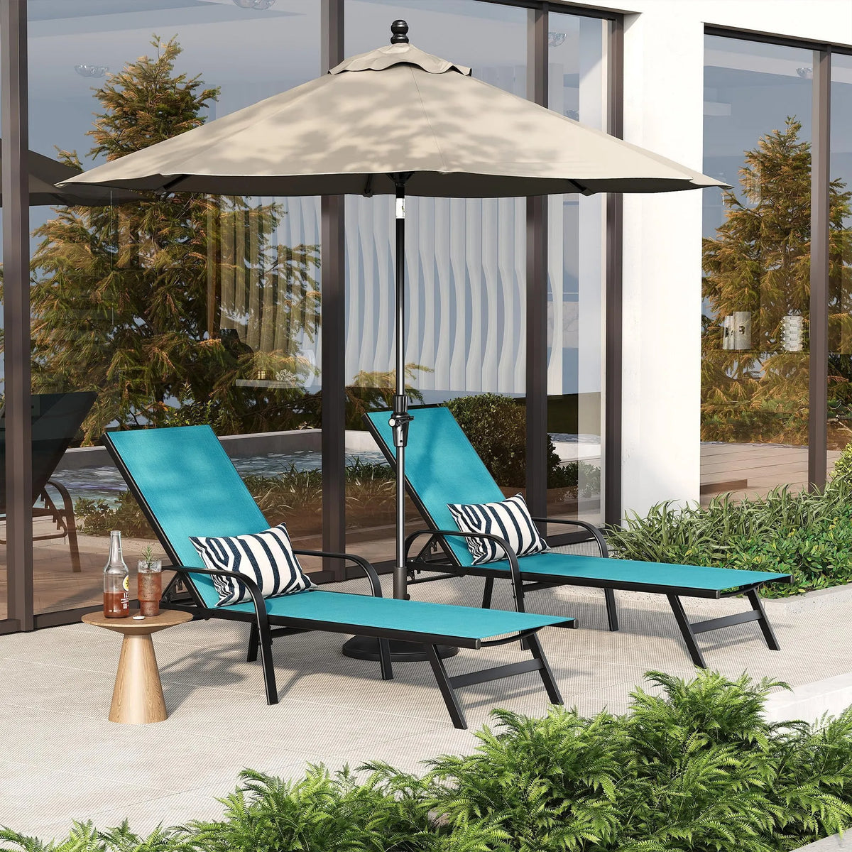 Chaise, Piscine hors terre, s Longues Inclinables à 5 Positions pour Jardin, Yiwa Ensemble de 2 s Longues d'extérieur, Bord, Patio et Balcon