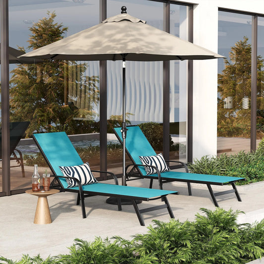 Chaise, Piscine hors terre, s Longues Inclinables à 5 Positions pour Jardin, Yiwa Ensemble de 2 s Longues d'extérieur, Bord, Patio et Balcon