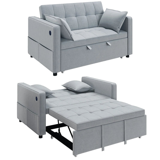 Canapé-lit, Sofa-Lit Escamotable avec Chargement USB, Dossier Réglable