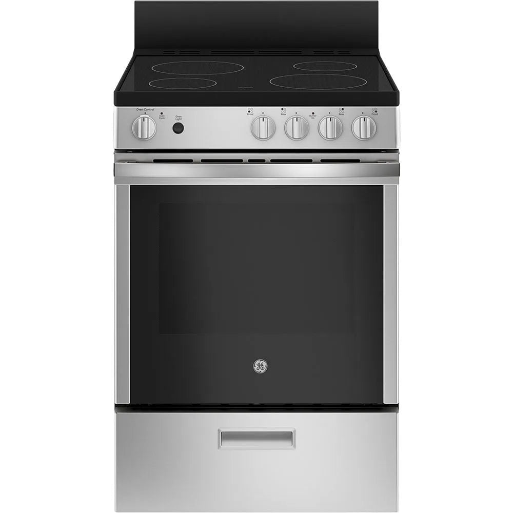 Cuisinière GE, Électrique à Insertion 24 Pouces avec Tiroir de Rangement en Acier Inoxydable - JCAS640RMSS