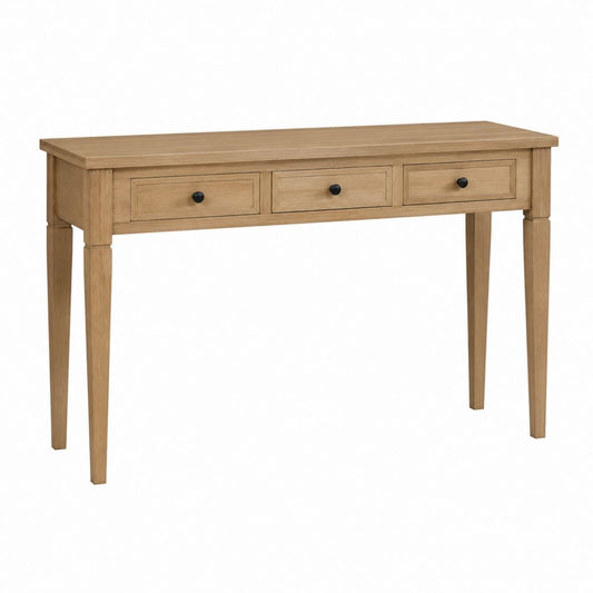 Bureau classique à 3 tiroirs chêne clair en MDF plaqué chêne 120 x 55 x 76 cm