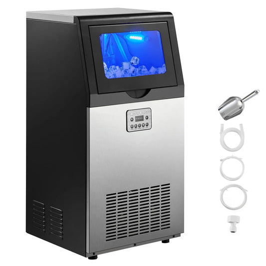 Machine à glaçons, 120 Lb/24 H, Capacité de Stockage de 30 Lb, en acier, Encastrée/autoportante/sous Comptoir, Machine Commerciale à Glaçons