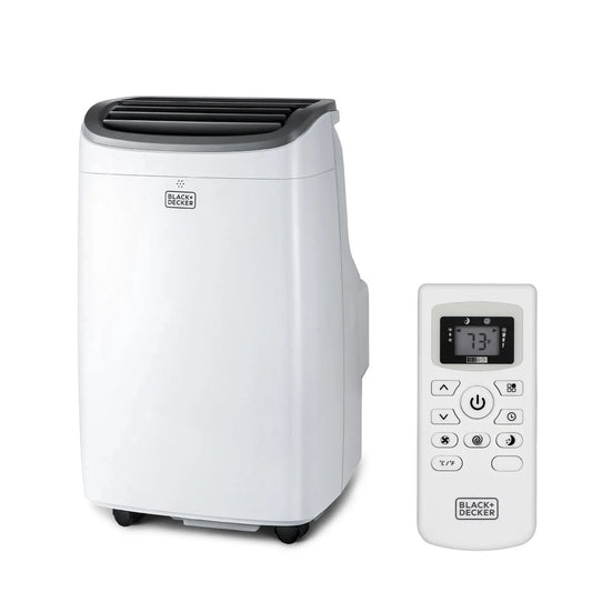 Climatiseur portable, BLACK+DECKER, 8 000 BTU jusqu'à 350 pieds carrés. avec télécommande, blanc