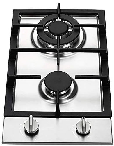 Plaque de cuisson au gaz, GC2-37N Gaz Naturel à 2 Brûleurs à Haute Efficacité, Certifiée Sécurité ETL