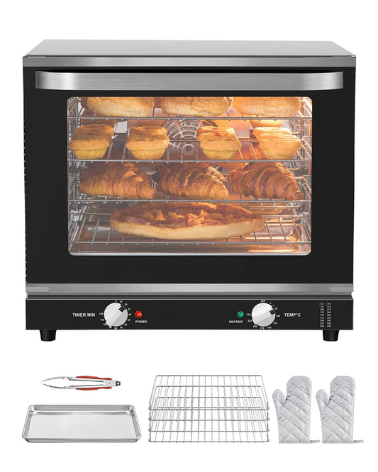 Four, Four de Cuisson Électrique de 2800 W, Four Grille-Pain à 4 Niveaux de 66 L, Plateau à Pinces et Gants, Porte en Verre Trempé