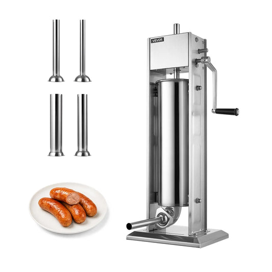 Barbecue, VEVOR, Garniture Manuelle pour Saucisses 15 Lb/ 7 L, Machine Verticale pour Viande en Acier Inoxydable, pour la Maison