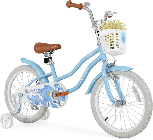 Vélo pour Tout-Petits de 12 14 16 18 po, Selle et Guidon, Sonnette de Sécurité, Roues Stabilisatrices Amovibles et Panier, Vélo pour Enfants