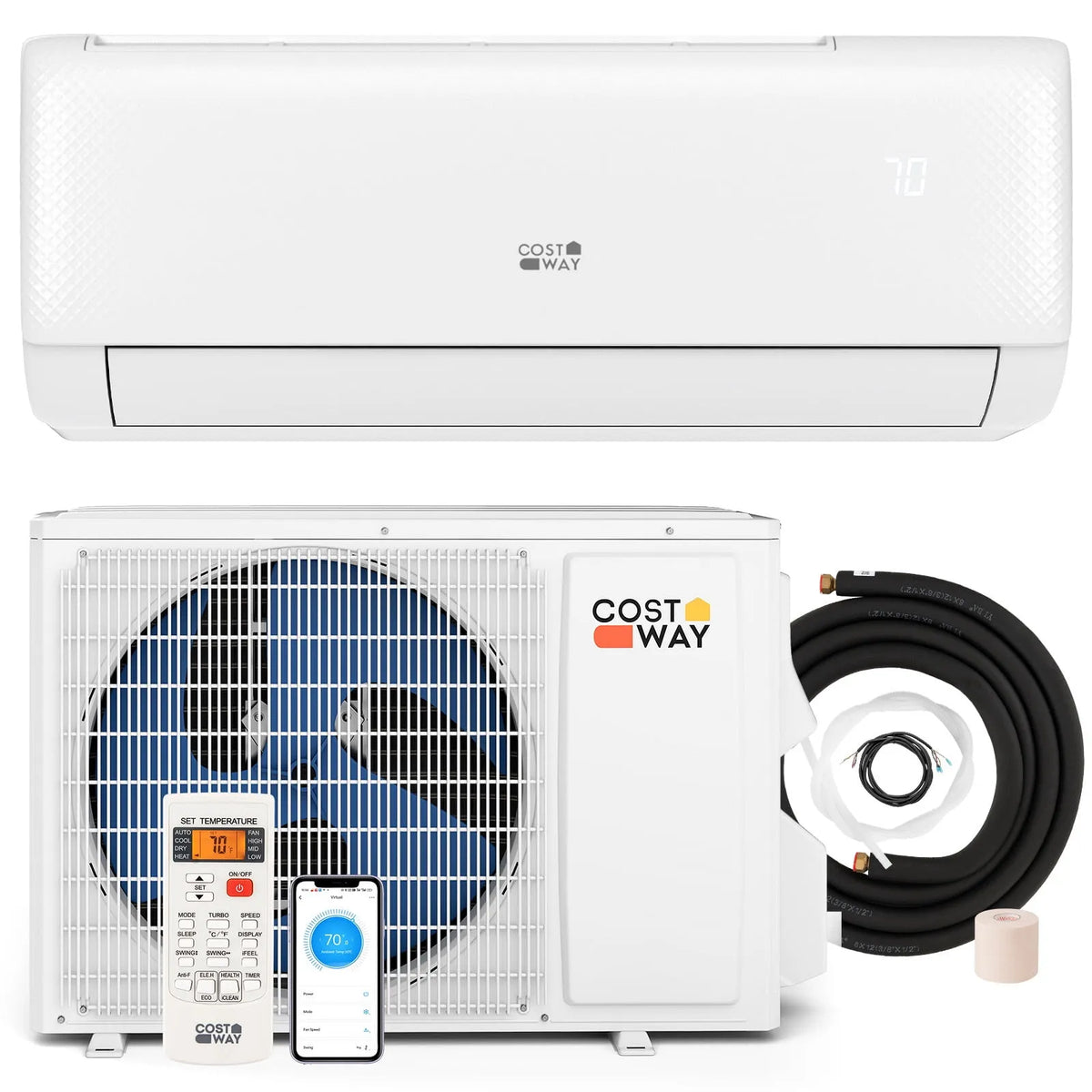 Pompe à chaleur mini-split, SEER2115V, SEER2115 V, à Onduleur 12000 BTU 22, Blanc, Wi-Fi