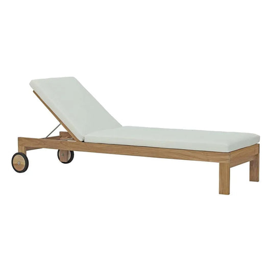 Chaise longue Modway, Patio Extérieure en Teck, Blanc