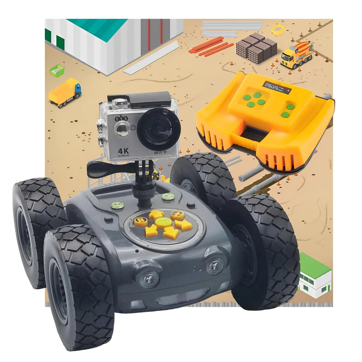 Bureau, Programmation Précoce, Tuff-Bot la Robotique Robuste + Sac à Dos de Journalisation de Données, Caméra d'Action 4K et Tapis de Chantier Gratuit