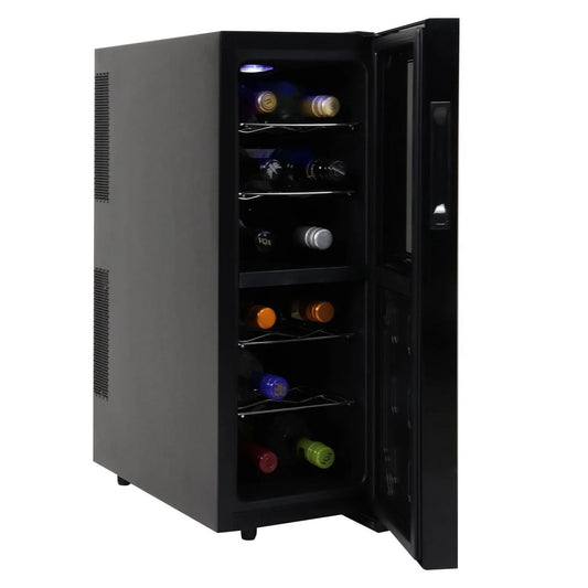 Réfrigérateur Koolatron, à vin autonome 12 bouteilles à double zone, rosés et mousseux, porte en verre trempé à double vitrage pour vins, blancs