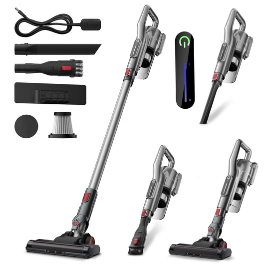 Aspirateur-balai sans fil, 2 Modes s à Puissante Aspiration pour la Maison et les Poils d'Animaux, Écran Tactile à DEL